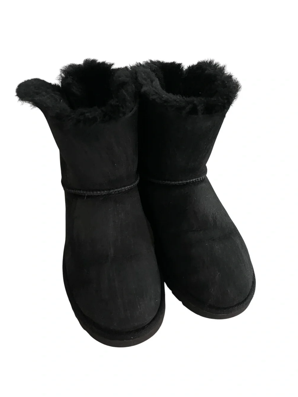 UGG Classic Mini Bailey Bow II Women's Black Short Shearling Boots Size 7